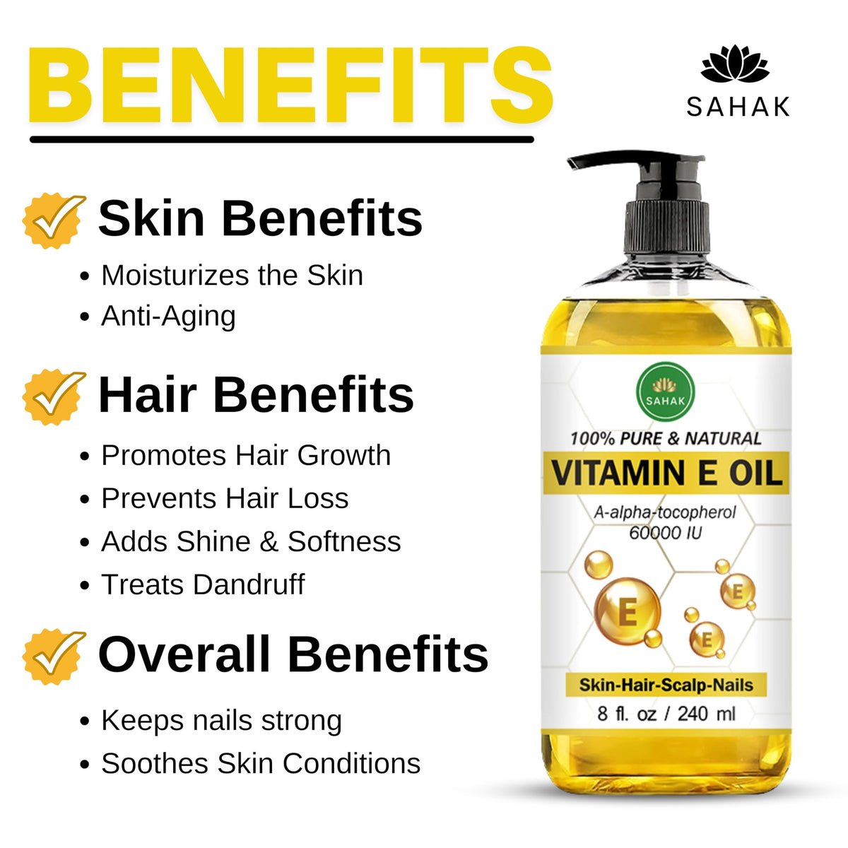 SAHAK Vitamin E Oil on dry hair ends nourishes