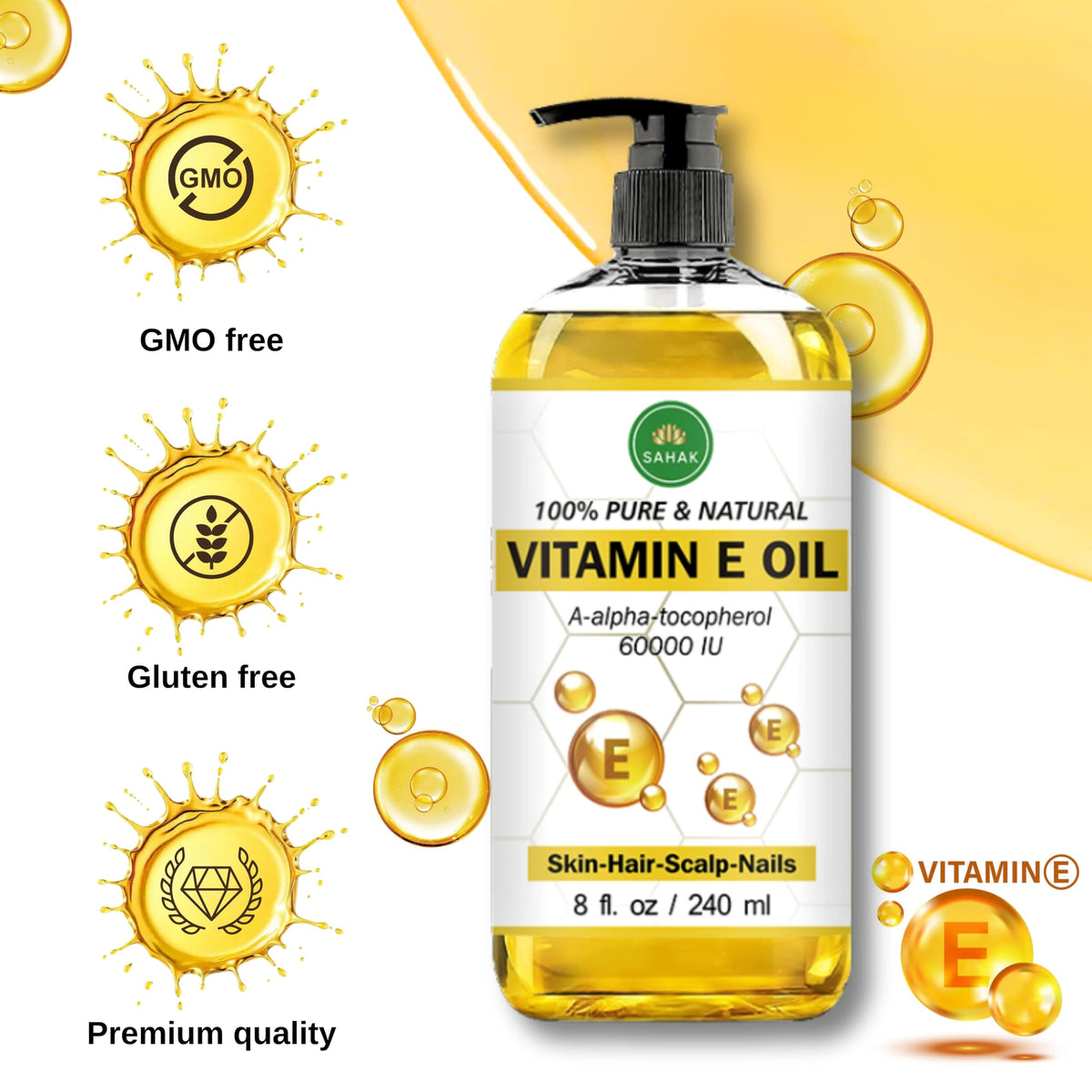 SAHAK Vitamin E Oil on skin leaves a soft, smooth feel