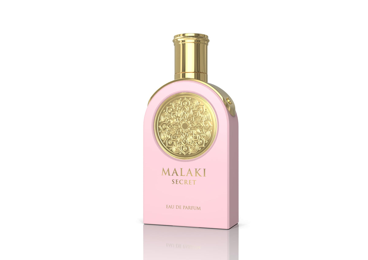 Sahari Malaki Secret EDP bottle closeup highlights rich notes for daily elegance