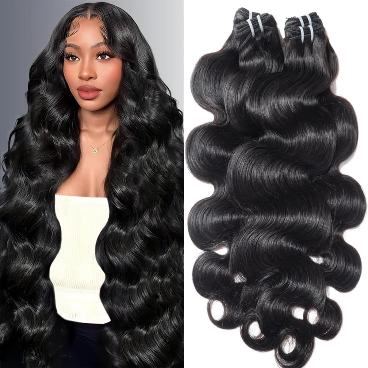 Saiclout 12A Brazilian virgin hair bundles 18-inch body wave for natural volume.