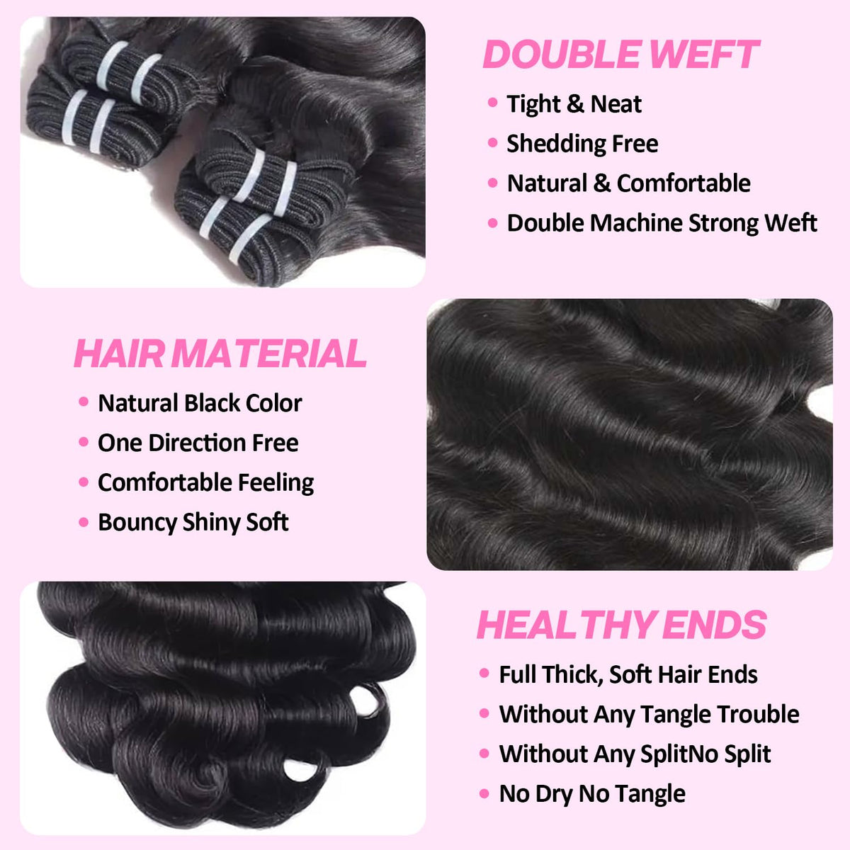 Saiclout 12A bundles 22-inch body wave with seamless blend option.
