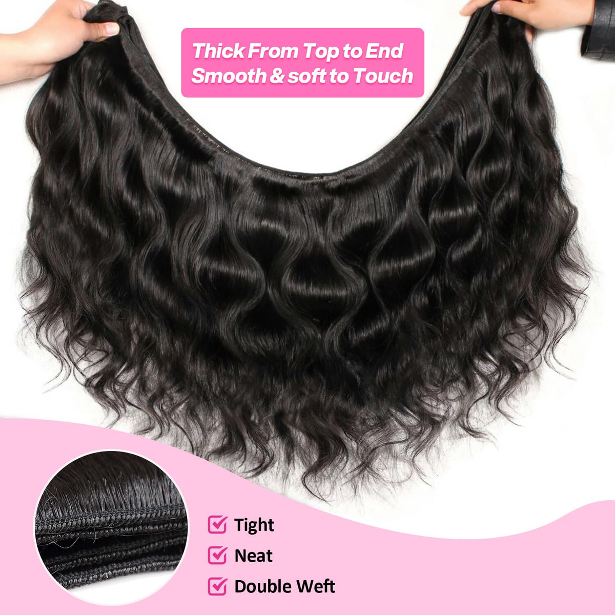 Saiclout 12A bundles 24-inch body wave for dramatic, long-lasting style.
