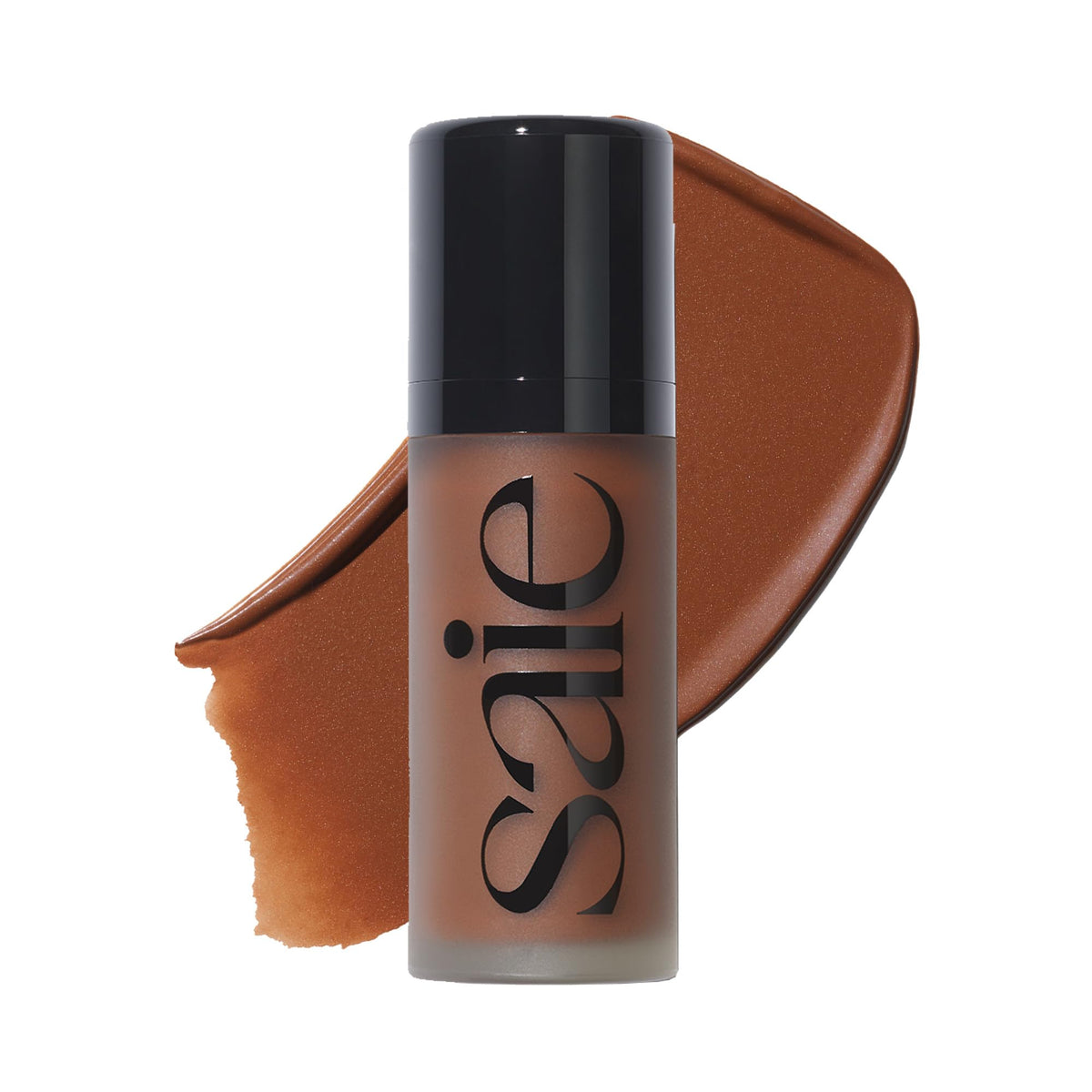 Saie Dew Bronze liquid bronzer stick close-up with doe-foot applicator for precise bronze definition.