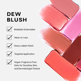 Saie Dew Liquid Blush applicator close-up reveals easy dab-and-blend application.