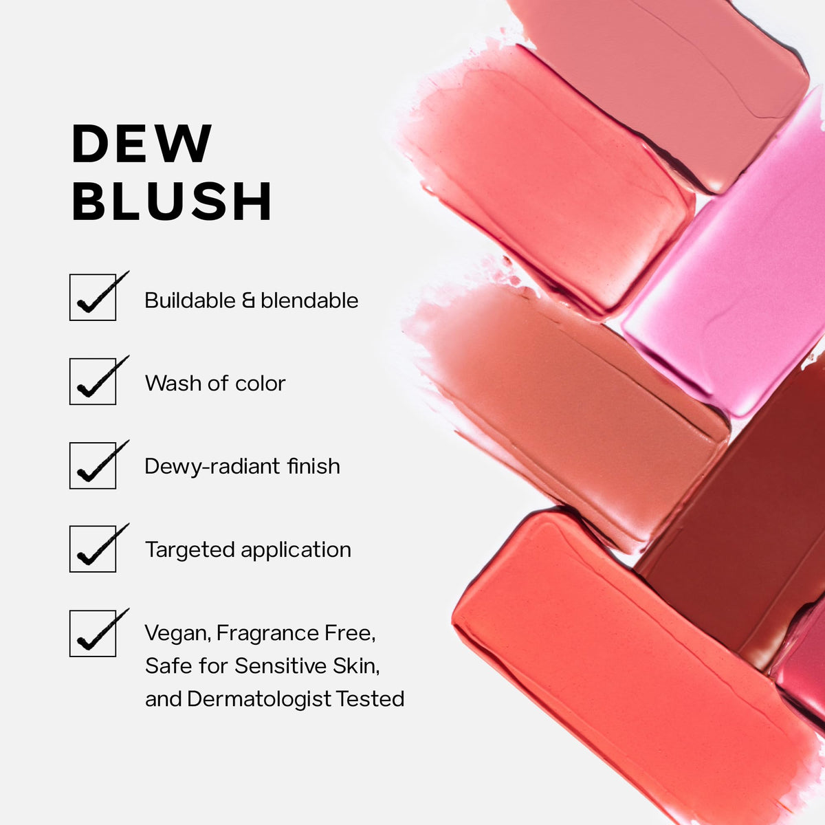 Saie Dew Liquid Blush with a luminous finish on the skin.