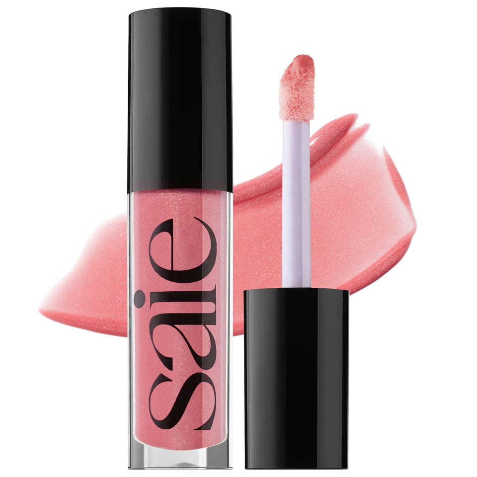 Saie Glossybounce lip gloss-oil bottle showing non-sticky, high-shine finish.