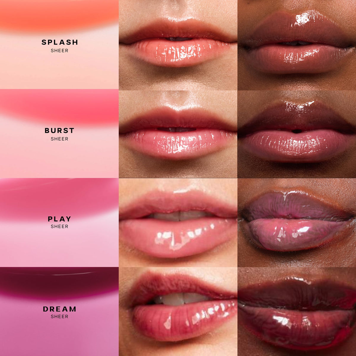 Saie Glossybounce layering on lips for enhanced pigment and gloss