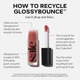 Saie Glossybounce non-sticky finish enhances shine without residue