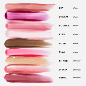 Saie Glossybounce shea butter provides a nourishing lip feel.