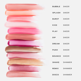 Saie Glossybounce swatches show non-sticky, cushiony feel