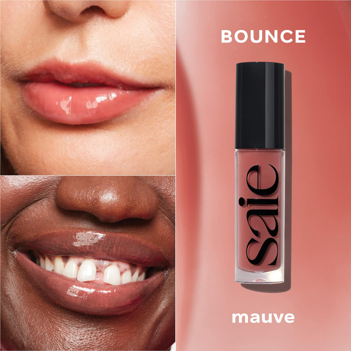 Saie GlossyBounce texture closeup revealing cushiony, moisturizing formula