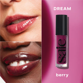 Saie Glossybounce plush texture close-up conveying cushiony hydration.