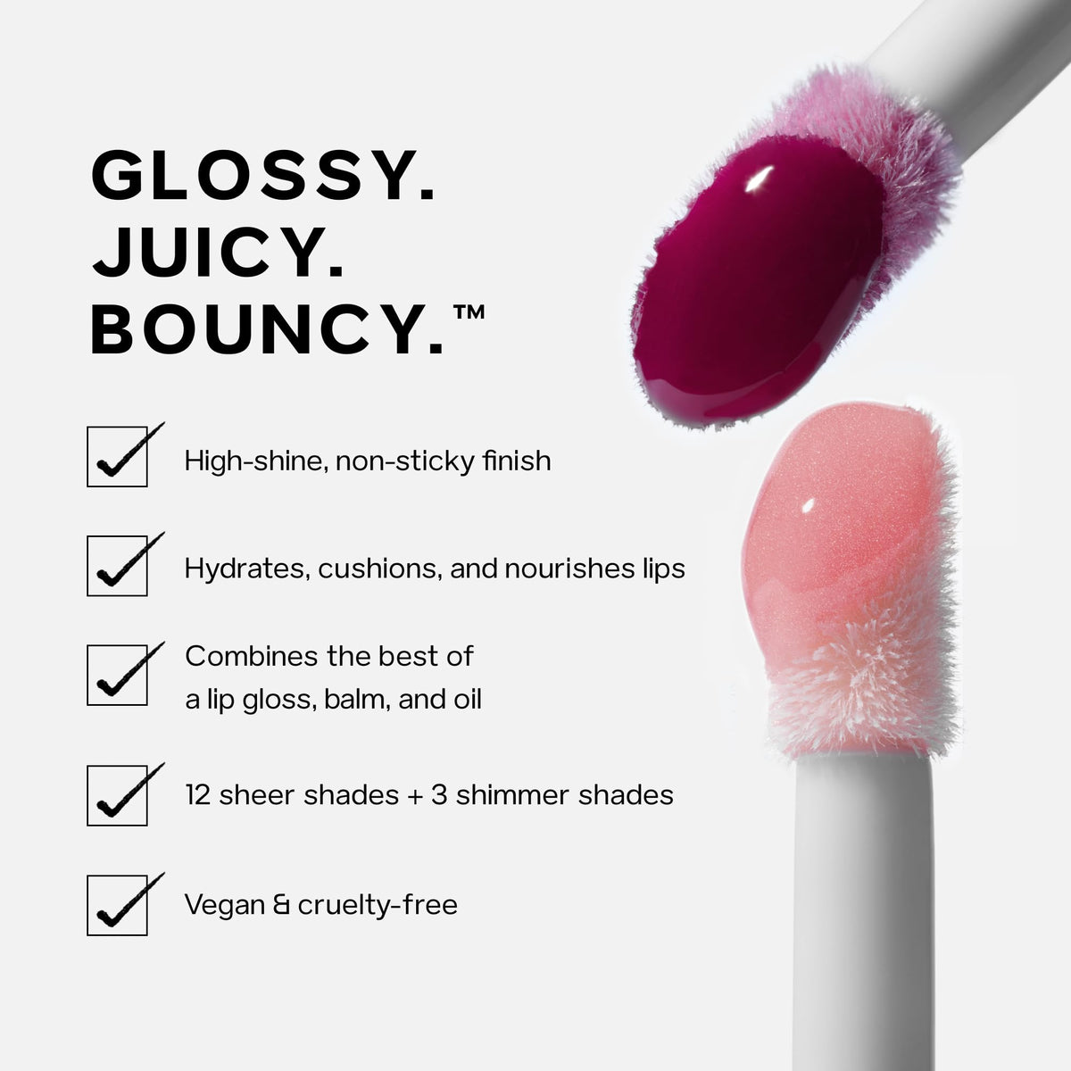 Saie Glossybounce vegan cruelty-free packaging highlights clean beauty