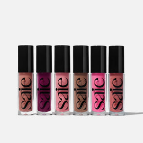 Saie Glossybounce vegan cruelty-free badge emphasizing ethical lip makeup.