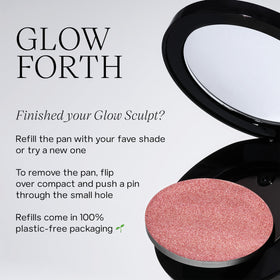 Saie Glow Sculpt compact opens to reveal a portable glow solution.