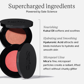 Saie Glow Sculpt double brush application demonstrates precise sculpt and targeted highlight.