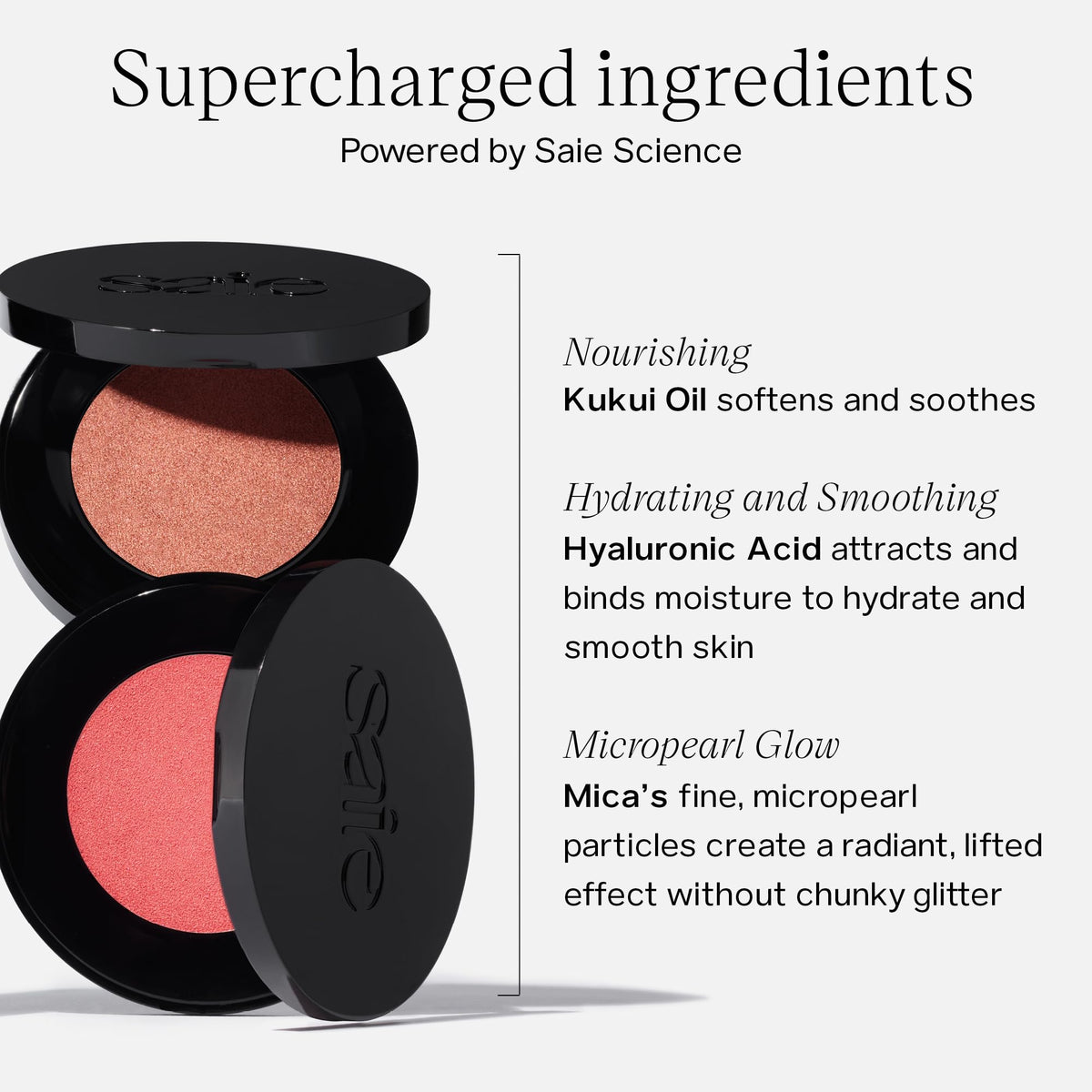Saie Glow Sculpt showing the Double Brush for cheekbone lift