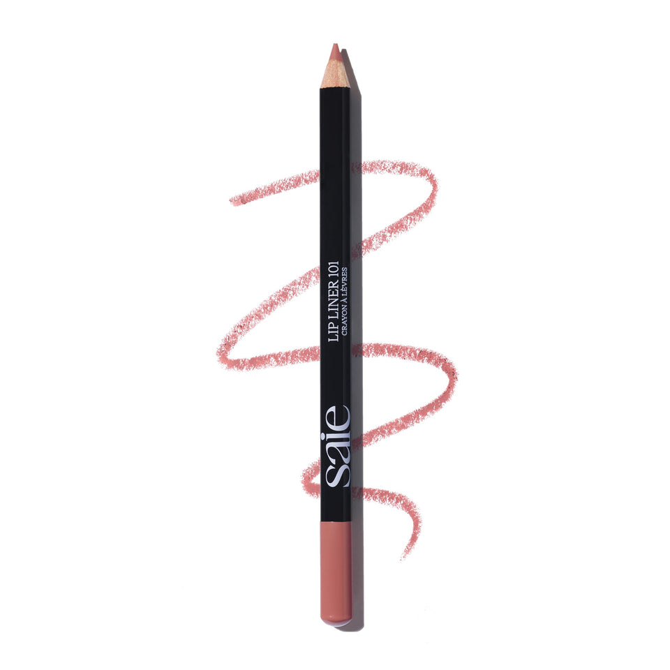 Saie Lip Liner 101 creamy soft matte swatch with smooth color.