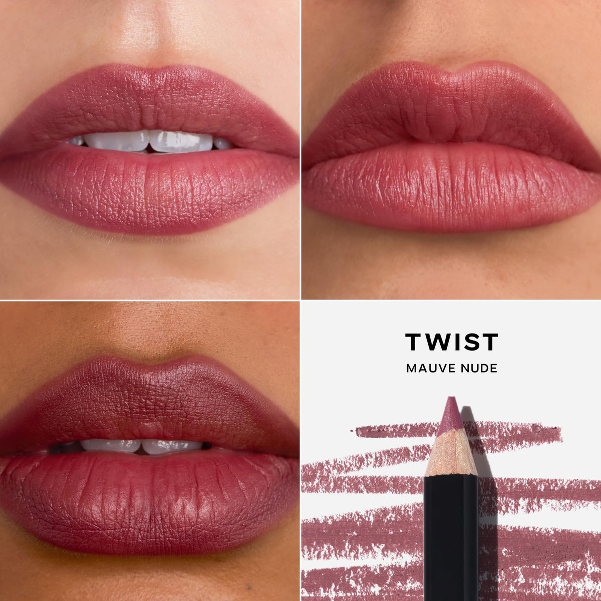 Full lip fill effect with Saie Lip Liner 101 and smooth glide.
