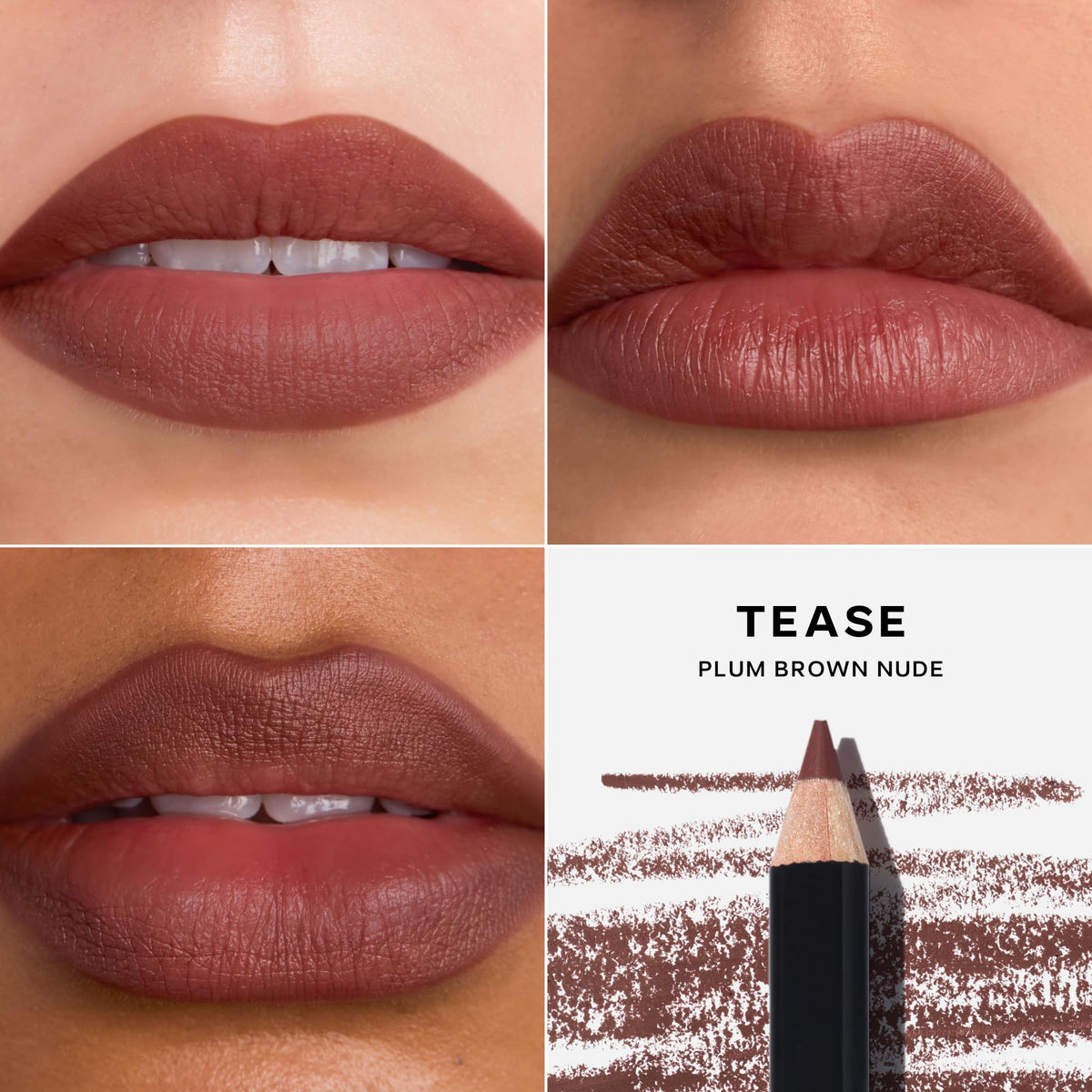 Saie Lip Liner 101 meadowfoam oil detail highlights nourishing feel during wear.