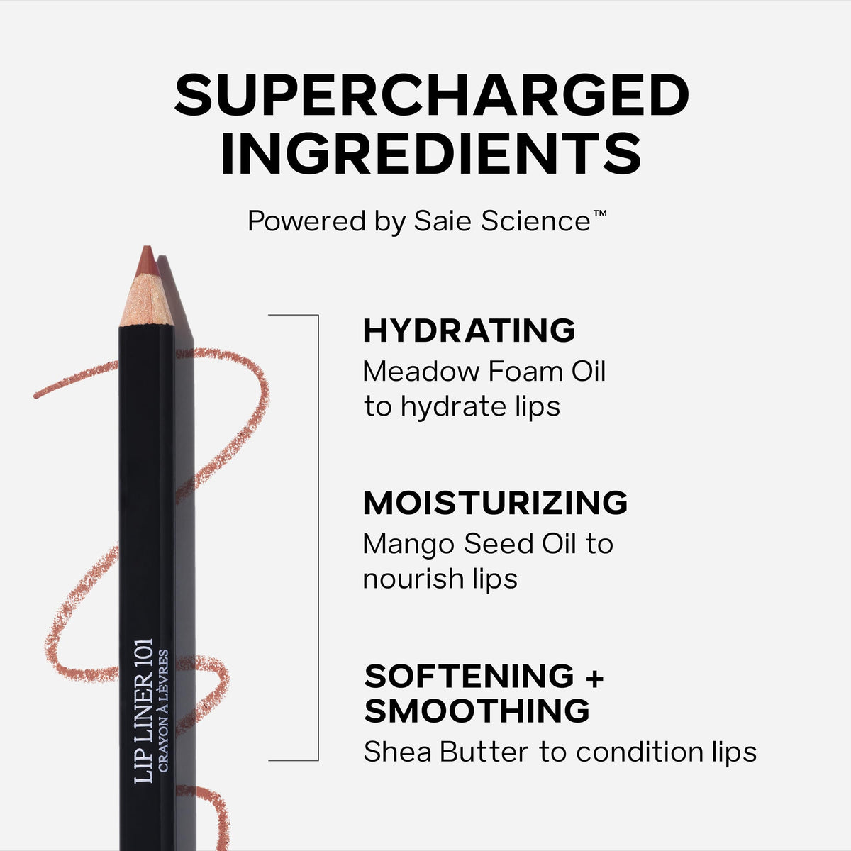 Saie Lip Liner 101 outline-smudge for softer edges.