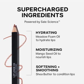 Saie Lip Liner 101 Tease shade swatch for natural framed look.