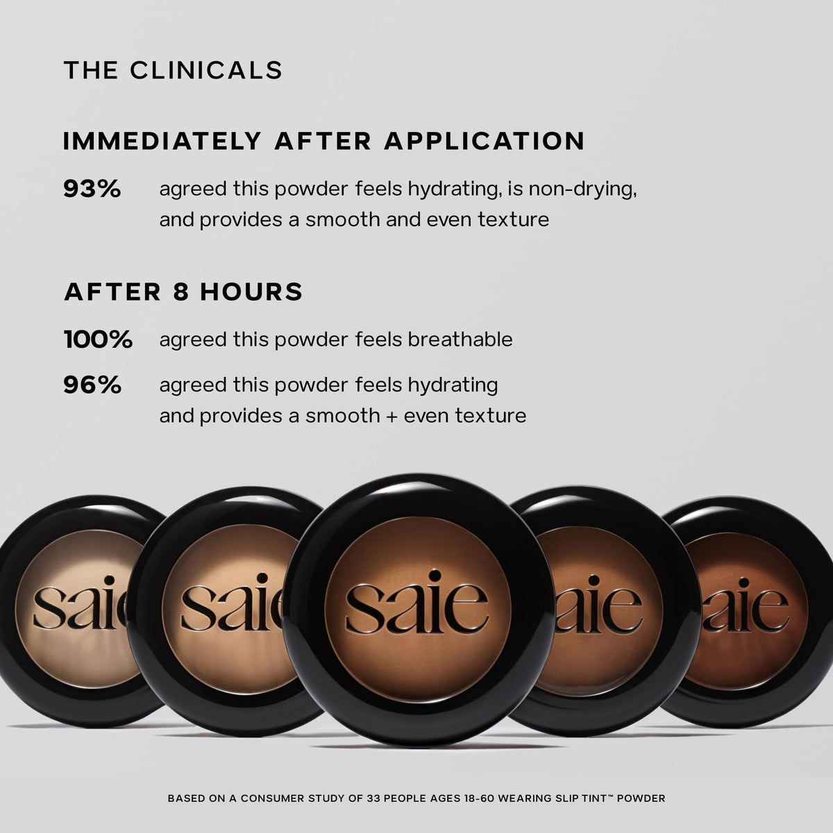 Saie Slip Tint Baked Setting Powder Translucent 1 packaging shown in tray.
