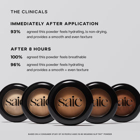 Saie Slip Tint Baked Setting Powder Translucent 1 packaging shown in tray.