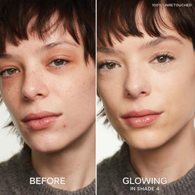 Saie Slip Tint swatch on skin shows seamless blend and natural radiance.