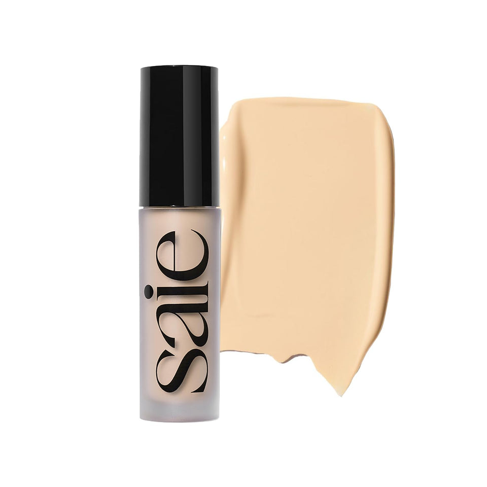 Saie Slip Tint Radiant Concealer tube close-up shows lightweight coverage.