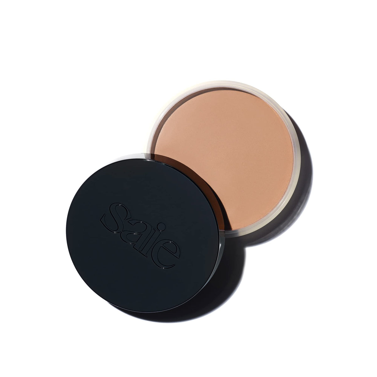 Saie Sun Melt Bronzer compact showing a natural velvet finish.