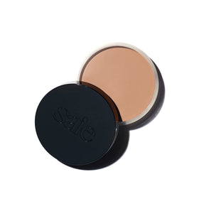 Saie Sun Melt Bronzer compact showing a natural velvet finish.