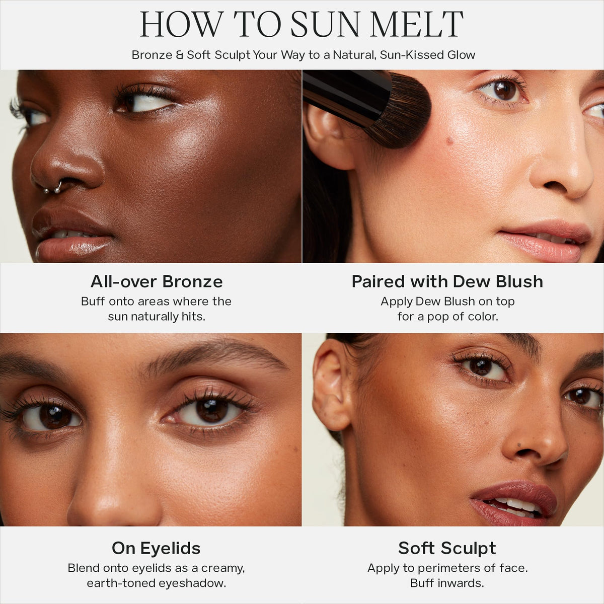 Saie Sun Melt Bronzer brush stroke for seamless blend.