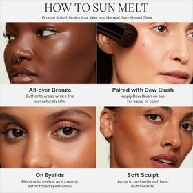 Saie Sun Melt Bronzer brush stroke for seamless blend.