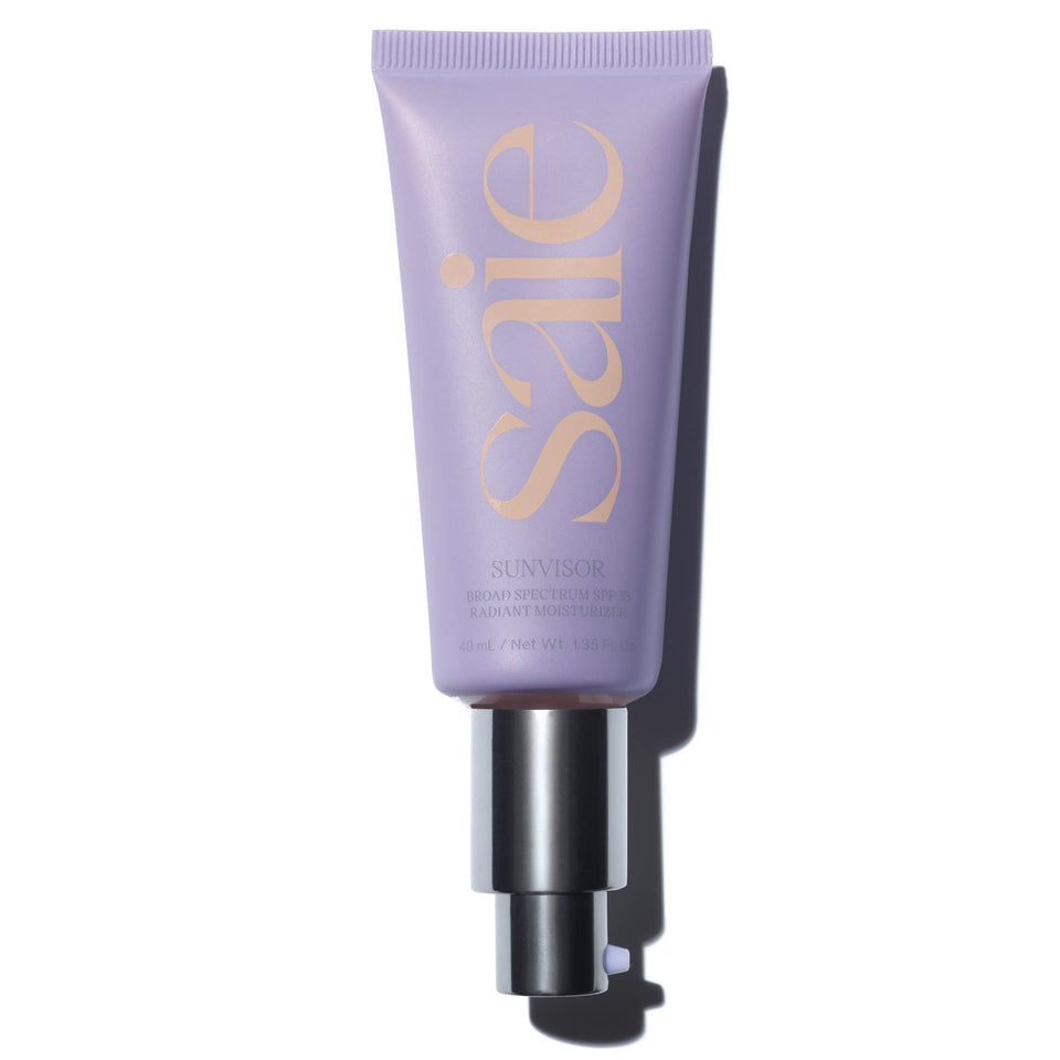 Saie Sunvisor mineral zinc-oxide shield provides daily protection with sheer coverage.