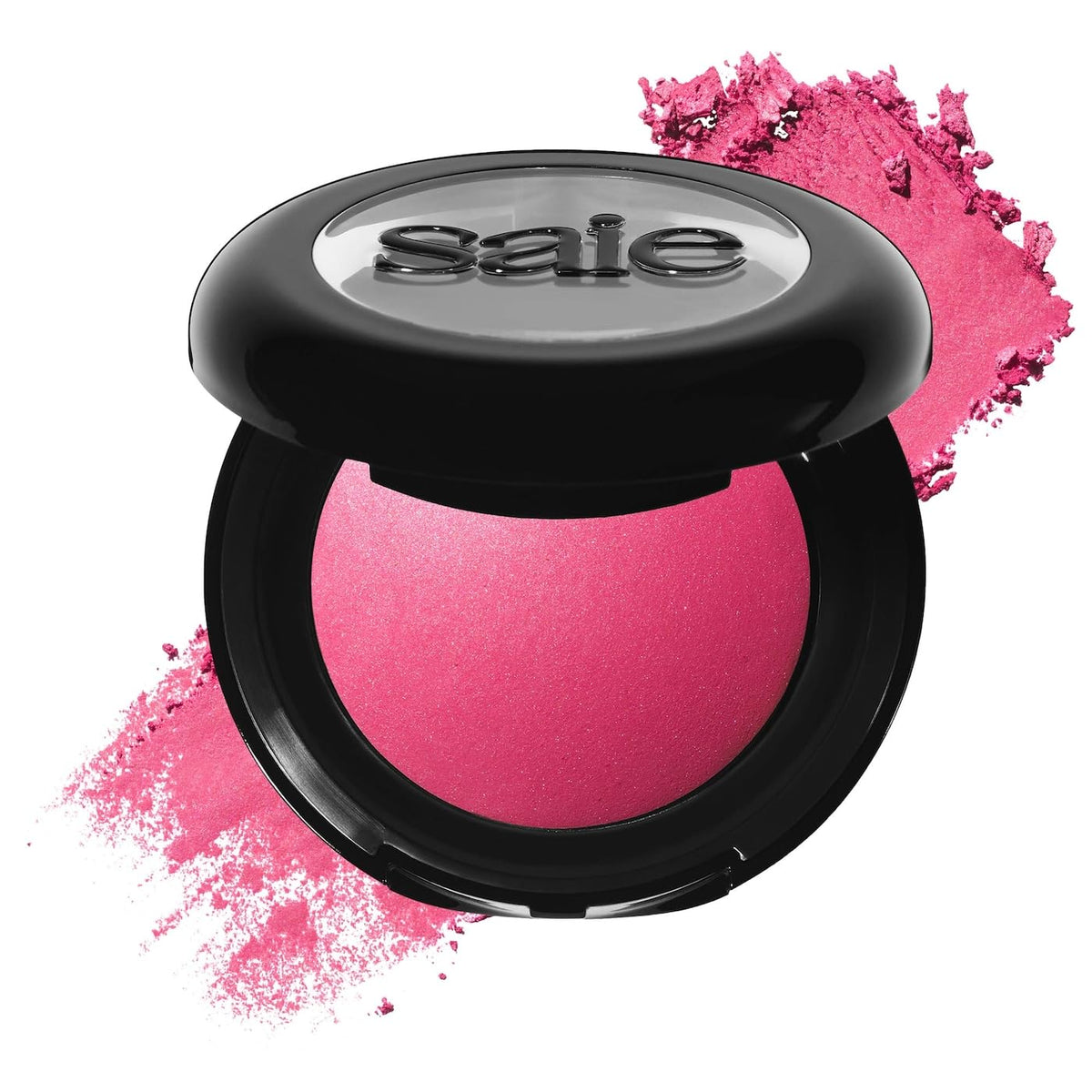 Saie SuperSuede Baked Blush Amore compact close-up shows velvety texture for diffused flush