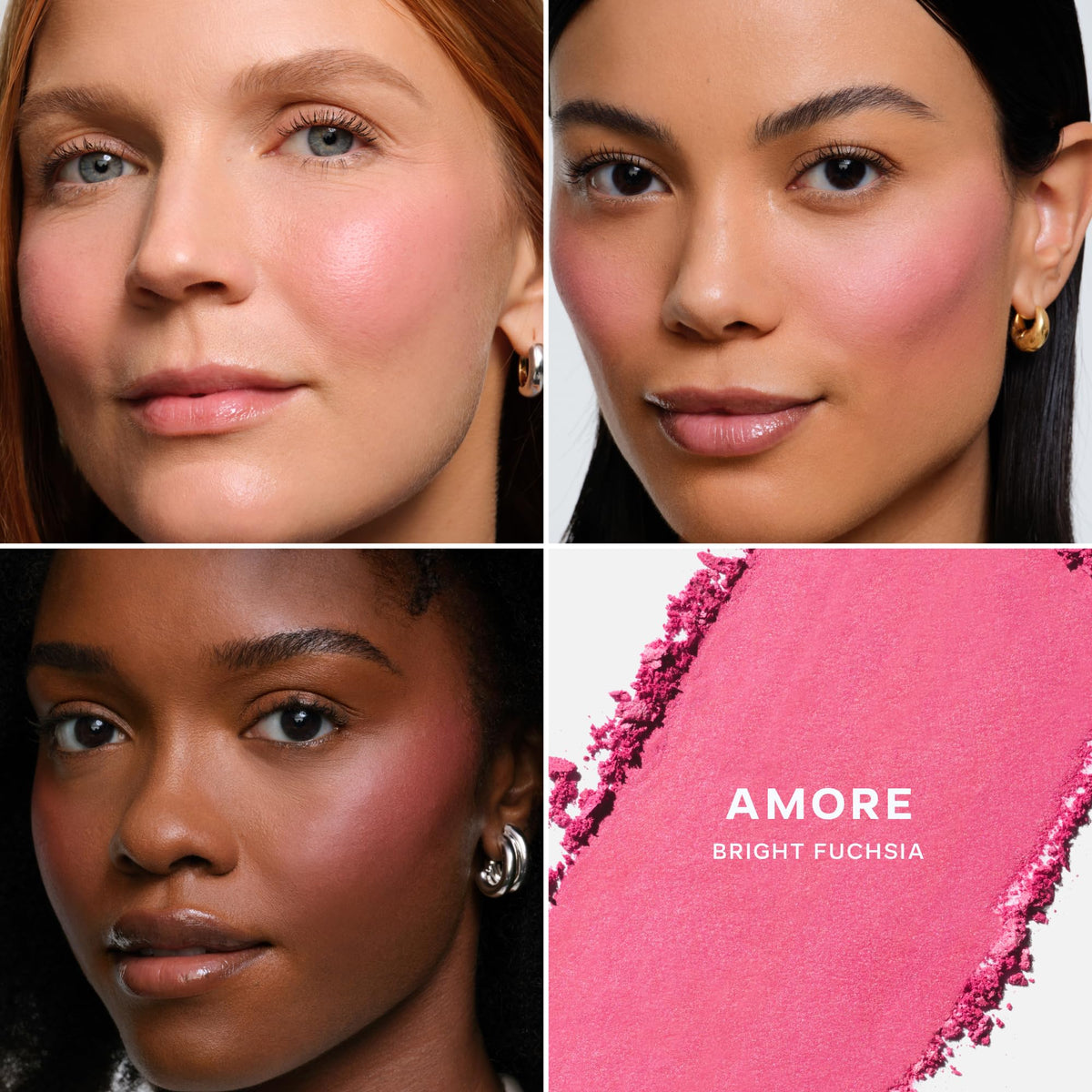Saie blush brush dip shows controlled pigment pickup for even application
