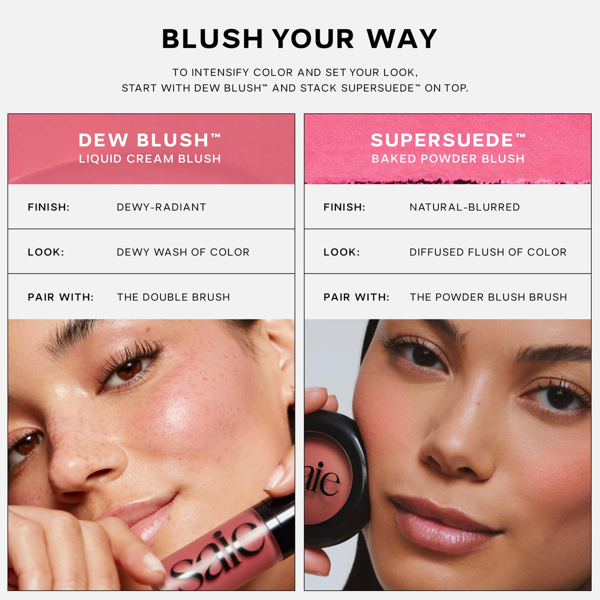 Saie Baked Blush is talc-free and non-comedogenic