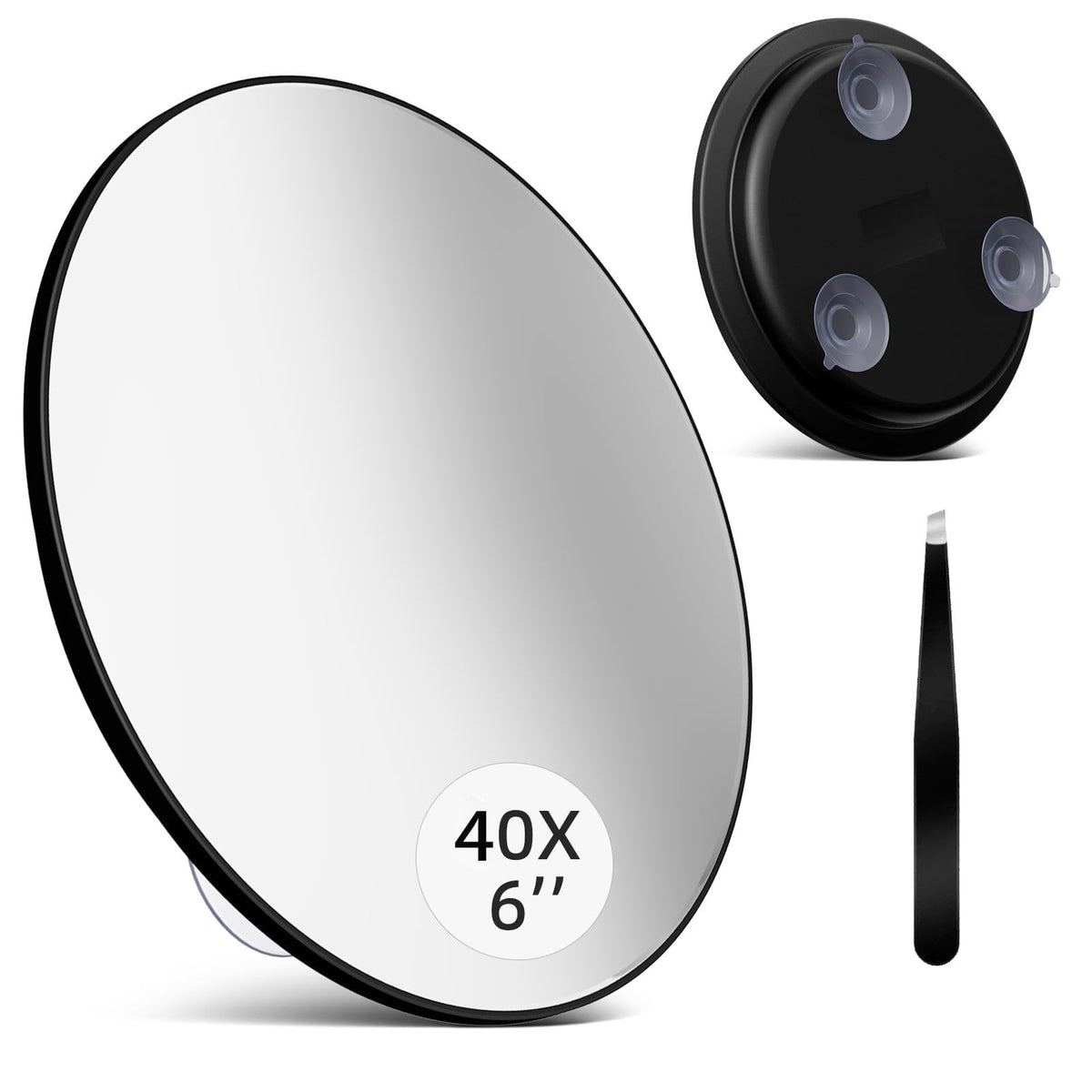 saiggnyy 6-inch 40x magnifying mirror for precise pore and makeup inspection.