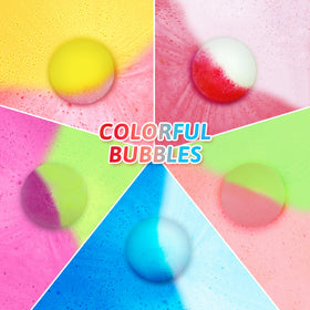 Sailimu bath bombs create vibrant color bubbles in tub.
