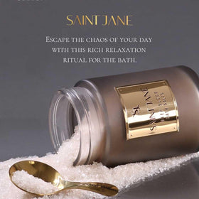 SAINT JANE Deep Sleep Bath Salts spa-scene conveys luxury self-care for end-of-day unwind.