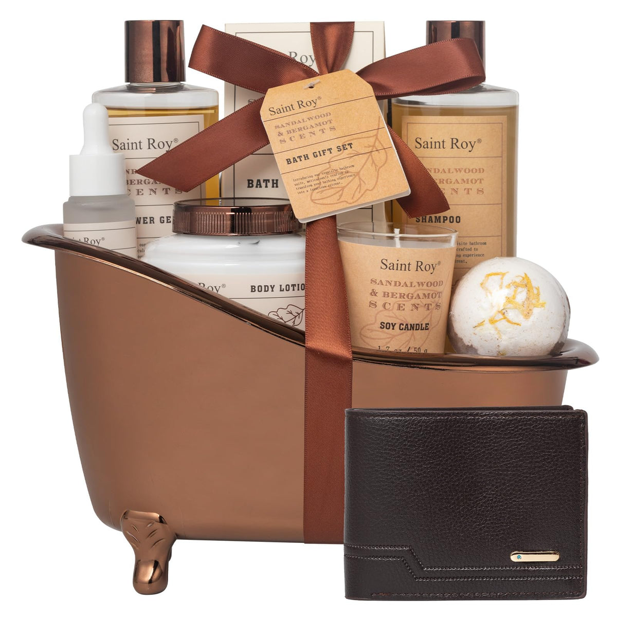 Saint Roy Fathers Day gift basket with men's spa essentials