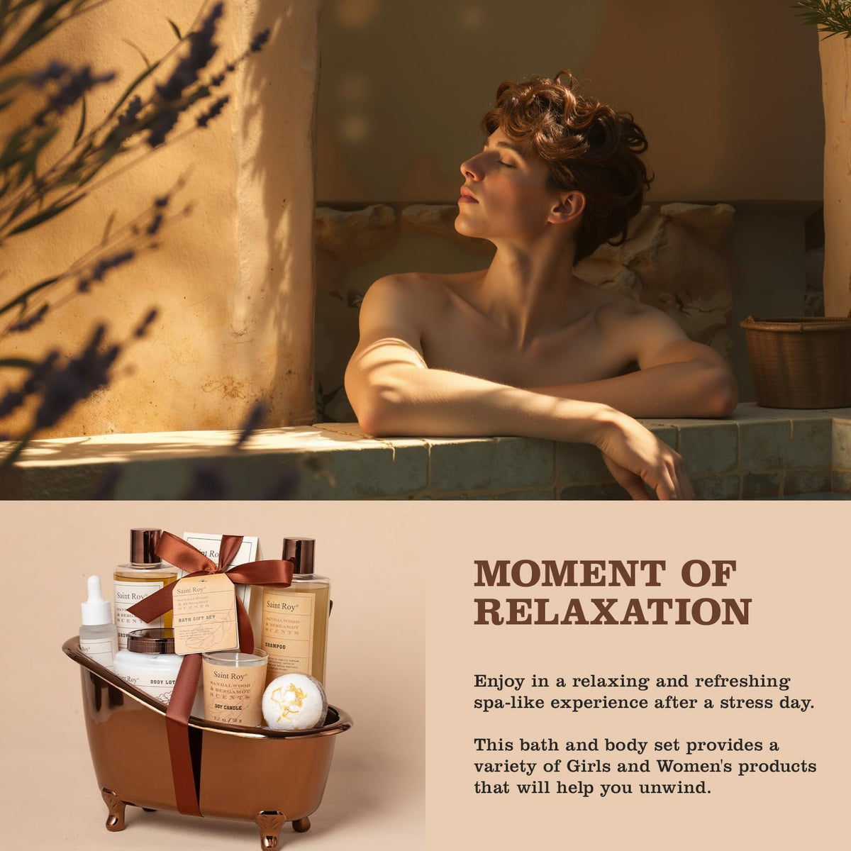 Saint Roy scented candle to enhance spa ambiance