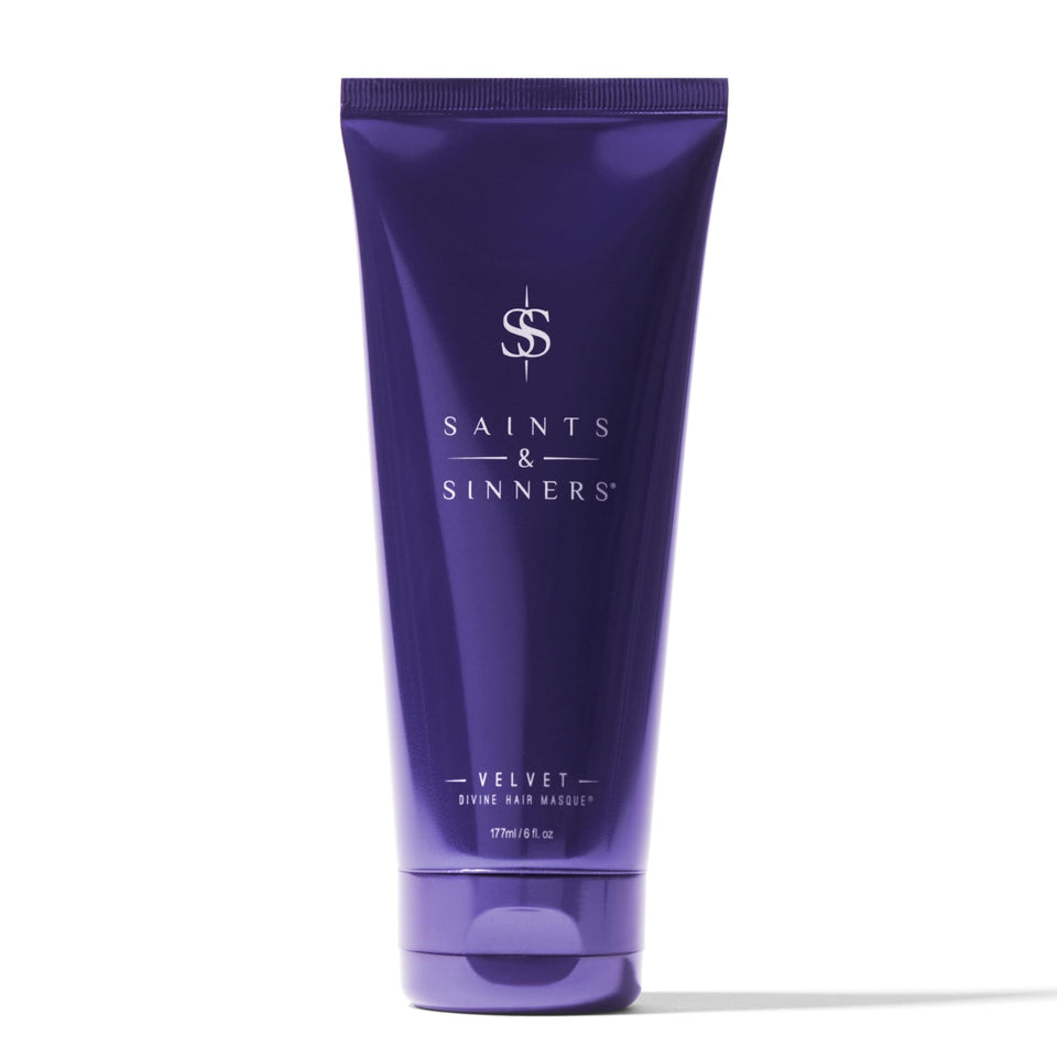Saints & Sinners Velvet Divine masque bottle for deep conditioning and hydration.