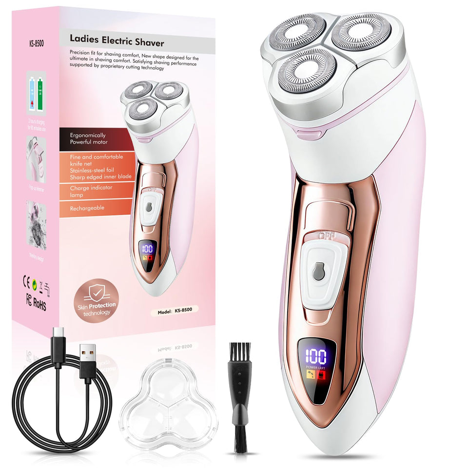 Sakioo electric razor for women with 4D floating head for smooth contour shaving.