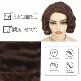Salaibs brown 1920s wig packaging ideal for gifting or travel.