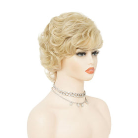 Salaibs fluffy natural-look wig close-up emphasizes shine and soft feel.