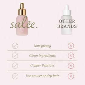 Salee Hair Oil + Serum bottle on shelf ready for daily care