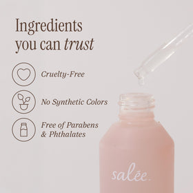 Salee Hair Oil + Serum packaging details highlight premium design