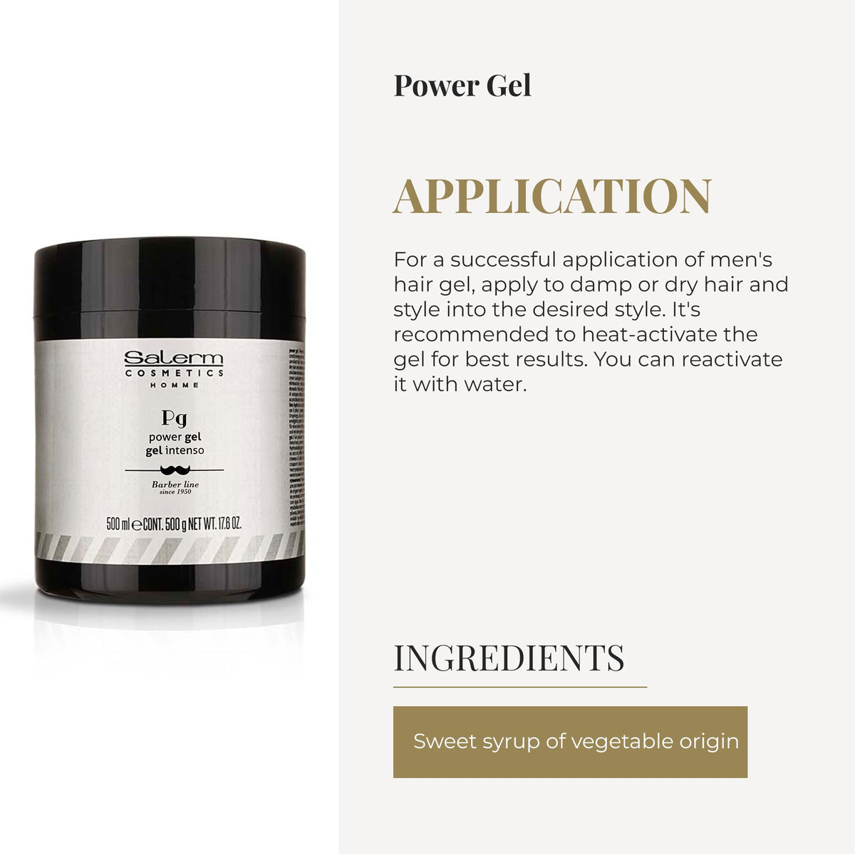 SALERM alcohol-free formula promotes safe styling without drying the hair.